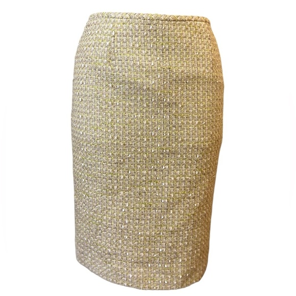 Vintage Calvin Klein Yellow Cream Tweed Pencil Skirt 2P - Picture 5 of 16